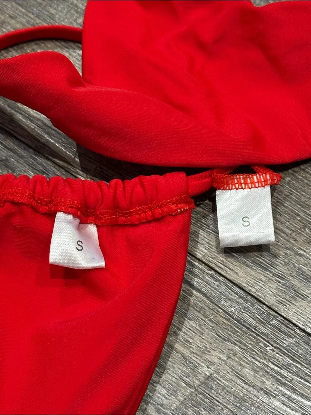 Red Strappy Triangle Cutout Bikini Small NWOT